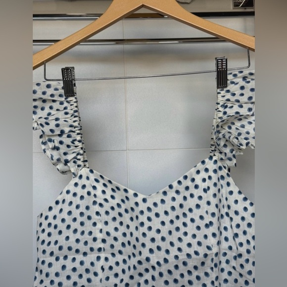 H&M Navy Polka Dot Ruffle Strap Tank Top Size Small NWT - Picture 4 of 7